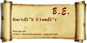 Barták Elemér névjegykártya